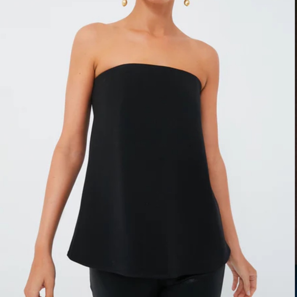Tuckernuck Strapless Black Crepe Top